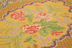 Moldovian Floral Yellow Floral Cotton Wool Goat Hair Handmade Rug 6'4'' x 10'2''