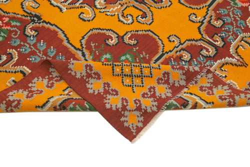 Moldovian Floral Red Floral Cotton Wool Goat Hair Handmade Rug 6'4'' x 9'0''