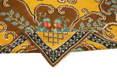 Moldovian Floral Brown Floral Cotton Wool Goat Hair Handmade Rug 5'9'' x 8'7''