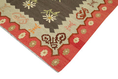Moldovian Floral Red Floral Cotton Wool Goat Hair Handmade Rug 6'7'' x 11'0''