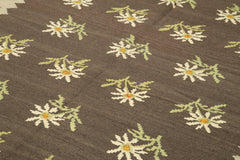 Moldovian Floral Red Floral Cotton Wool Goat Hair Handmade Rug 6'7'' x 11'0''