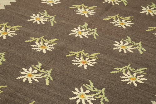 Moldovian Floral Red Floral Cotton Wool Goat Hair Handmade Rug 6'7'' x 11'0''