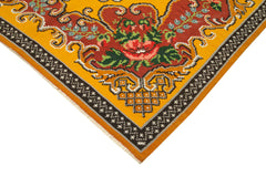 Moldovian Floral Yellow Floral Cotton Wool Goat Hair Handmade Rug 6'0'' x 8'1''