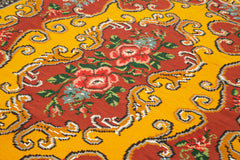 Moldovian Floral Yellow Floral Cotton Wool Goat Hair Handmade Rug 6'0'' x 8'1''
