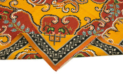 Moldovian Floral Yellow Floral Cotton Wool Goat Hair Handmade Rug 6'0'' x 8'1''