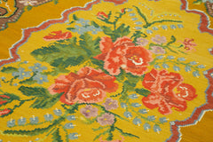 Moldovian Floral Brown Floral Cotton Wool Goat Hair Handmade Rug 6'7'' x 9'9''