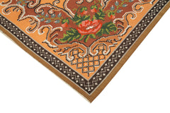 Moldovian Floral Brown Floral Cotton Wool Goat Hair Handmade Rug 5'9'' x 9'3''