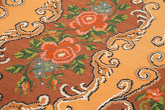 Moldovian Floral Brown Floral Cotton Wool Goat Hair Handmade Rug 5'9'' x 9'3''