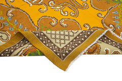 Moldovian Floral Brown Floral Cotton Wool Goat Hair Handmade Rug 5'9'' x 9'3''