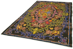 Moldovian Floral Brown Floral Cotton Wool Goat Hair Handmade Rug 6'3'' x 10'0''