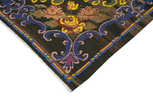 Moldovian Floral Brown Floral Cotton Wool Goat Hair Handmade Rug 6'3'' x 10'0''