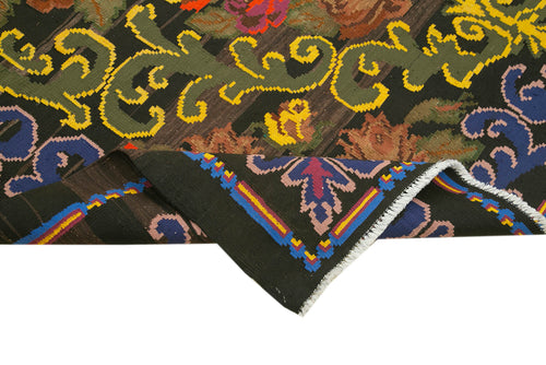 Moldovian Floral Brown Floral Cotton Wool Goat Hair Handmade Rug 6'3'' x 10'0''