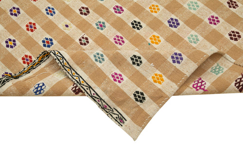 Anatolian Runner Yellow Striped Cotton Wool Handmade Area Rug 3'0'' x 11'9''