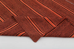 Anatolian Kilim Red Striped Cotton Wool Handmade Area Rug 6'0'' x 7'0''