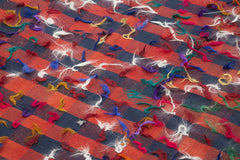 Anatolian Kilim Red Striped Cotton Wool Handmade Area Rug 6'1'' x 10'8''