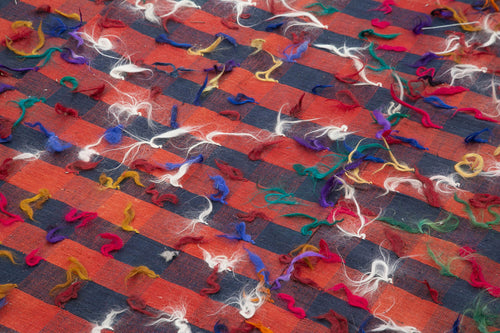 Anatolian Kilim Red Striped Cotton Wool Handmade Area Rug 6'1'' x 10'8''