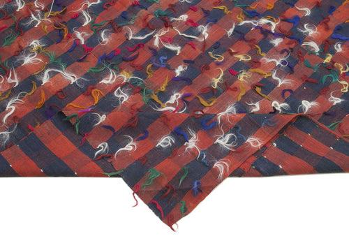 Anatolian Kilim Red Striped Cotton Wool Handmade Area Rug 6'1'' x 10'8''