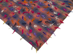 Anatolian Kilim Red Striped Cotton Wool Handmade Area Rug 5'11'' x 10'6''