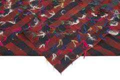 Anatolian Kilim Red Striped Cotton Wool Handmade Area Rug 5'8'' x 9'7''