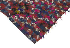 Anatolian Kilim Red Striped Cotton Wool Handmade Area Rug 6'2'' x 9'8''