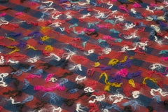 Anatolian Kilim Red Striped Cotton Wool Handmade Area Rug 6'2'' x 9'8''