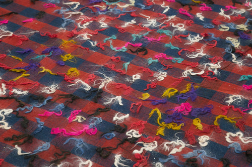 Anatolian Kilim Red Striped Cotton Wool Handmade Area Rug 6'2'' x 9'8''