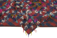 Anatolian Kilim Red Striped Cotton Wool Handmade Area Rug 6'2'' x 9'8''