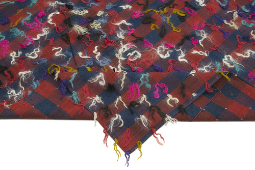 Anatolian Kilim Red Striped Cotton Wool Handmade Area Rug 6'2'' x 9'8''