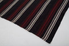 Striped Kilim Brown Striped Goat Hair Handmade Rug 6'1'' x 8'2''