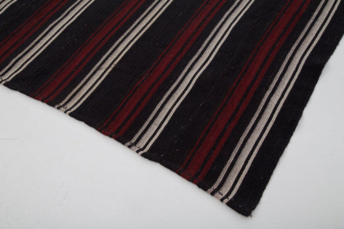 Striped Kilim Brown Striped Goat Hair Handmade Rug 6'1'' x 8'2''