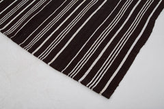 Striped Kilim Black Striped Goat Hair Handmade Rug 5'8'' x 7'7''