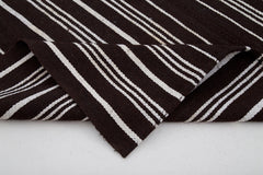 Striped Kilim Black Striped Goat Hair Handmade Rug 5'8'' x 7'7''