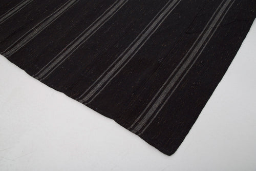 Striped Kilim Brown Striped Goat Hair Handmade Rug 6'11'' x 8'6''