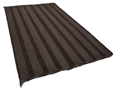 Striped Kilim Brown Striped Goat Hair Handmade Rug 5'10'' x 9'9''