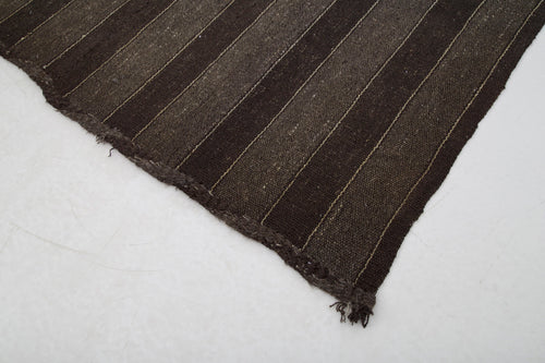 Striped Kilim Brown Striped Goat Hair Handmade Rug 5'10'' x 9'9''