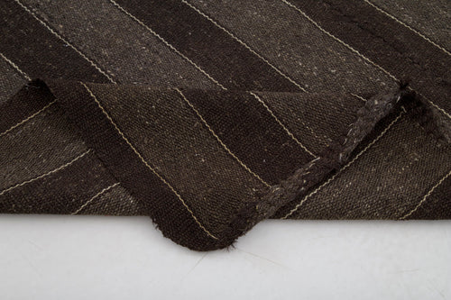 Striped Kilim Brown Striped Goat Hair Handmade Rug 5'10'' x 9'9''