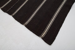 Striped Kilim Brown Striped Goat Hair Handmade Rug 5'9'' x 8'9''