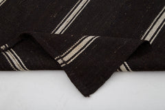 Striped Kilim Brown Striped Goat Hair Handmade Rug 5'9'' x 8'9''