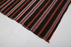 Striped Kilim Brown Striped Goat Hair Handmade Rug 6'11'' x 9'4''