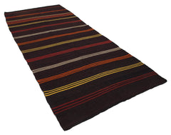 Striped Runner Brown Striped Goat Hair Handmade Rug 5'0'' x 11'11''