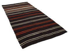 Striped Runner Brown Striped Goat Hair Handmade Rug 5'6'' x 10'5''