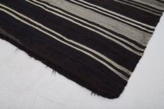 Striped Kilim Brown Striped Goat Hair Handmade Rug 6'0'' x 10'6''