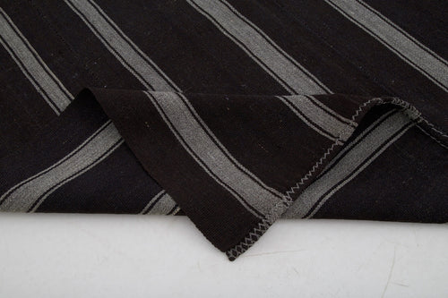 Striped Kilim Brown Striped Goat Hair Handmade Rug 6'0'' x 10'11''