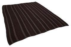 Striped Kilim Brown Striped Goat Hair Handmade Rug 8'0'' x 9'0''