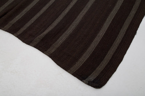 Striped Kilim Brown Striped Goat Hair Handmade Rug 8'0'' x 9'0''