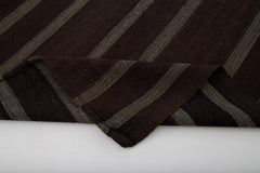 Striped Kilim Brown Striped Goat Hair Handmade Rug 8'0'' x 9'0''