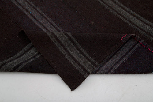 Striped Kilim Brown Striped Goat Hair Handmade Rug 7'5'' x 9'10''