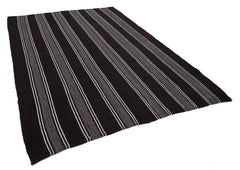 Striped Kilim Brown Striped Goat Hair Handmade Rug 7'4'' x 10'8''
