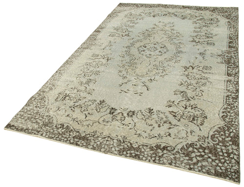 Overdyed Vintage Grey Vintage Cotton Wool Handmade Area Rug 5'6'' x 9'4''