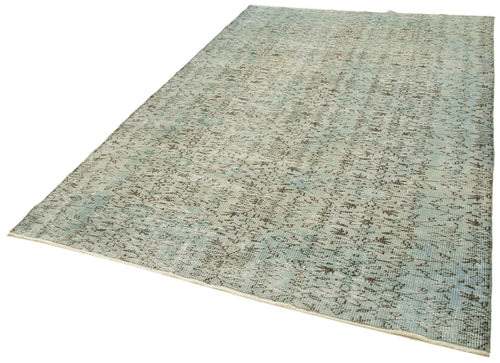 Overdyed Vintage Blue Vintage Cotton Wool Handmade Area Rug 5'10'' x 8'9''
